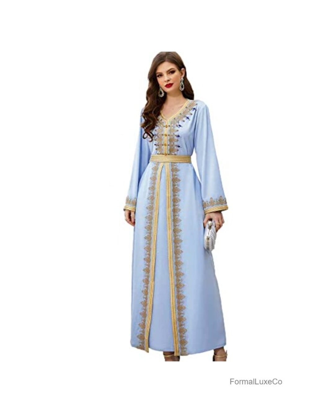 Handmade Bead Abaya Maxi Dress Embroidered Kaftan Eid Wedding Formal